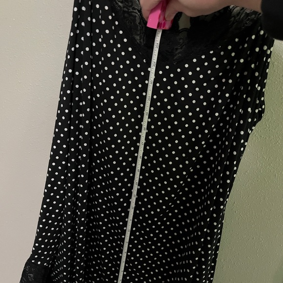 Black and White Polka Dot Lace Trim Racerback Babydoll Nightgown 2X - Picture 4 of 15